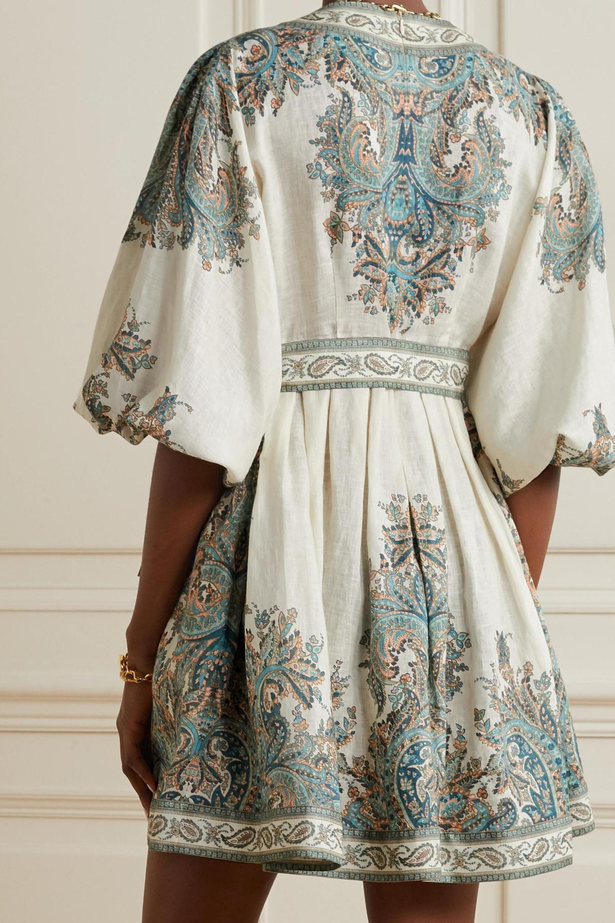 Zimmermann Brighton Paisley Mini Dress Turquoise Paisley Size 6 - Image 3