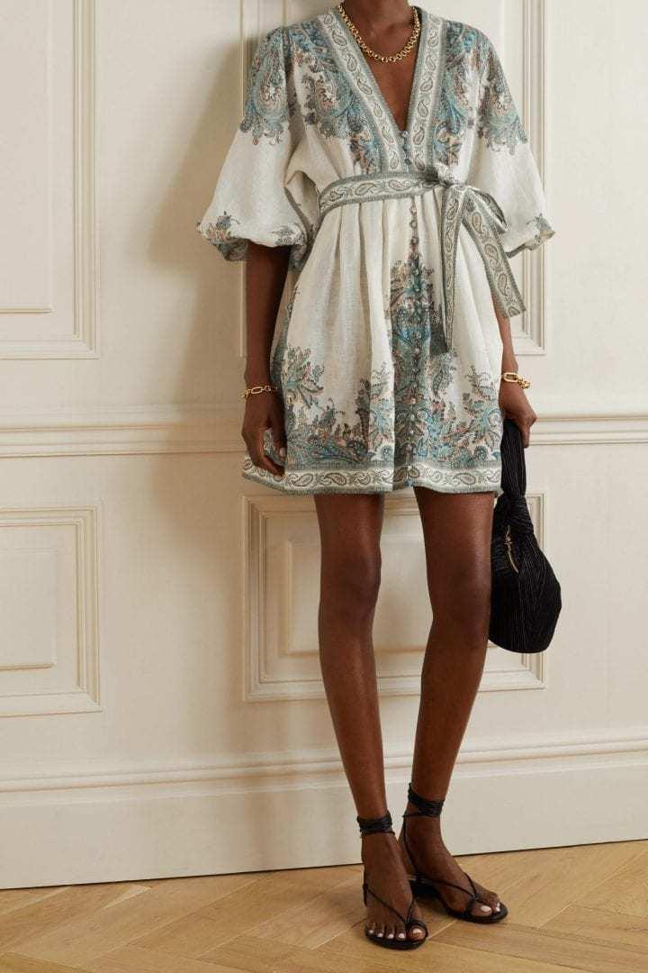 Zimmermann Brighton Paisley Mini Dress Turquoise Paisley Size 6 for rent on The Volte - main image