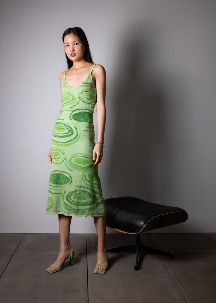 House of CB Sunny Hockney Midi Dress Green Size 6 for rent on The Volte - main image