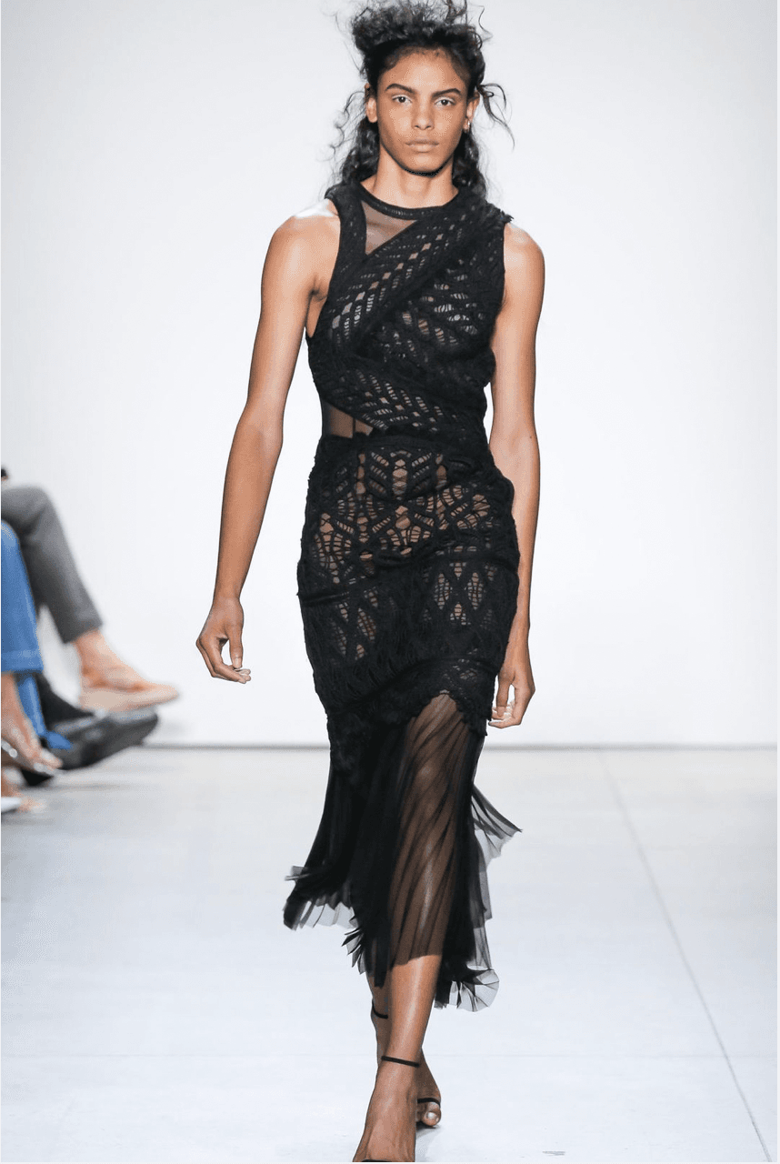 Macrame Knit Asymmetric Dress Black Size 8 - Image 1