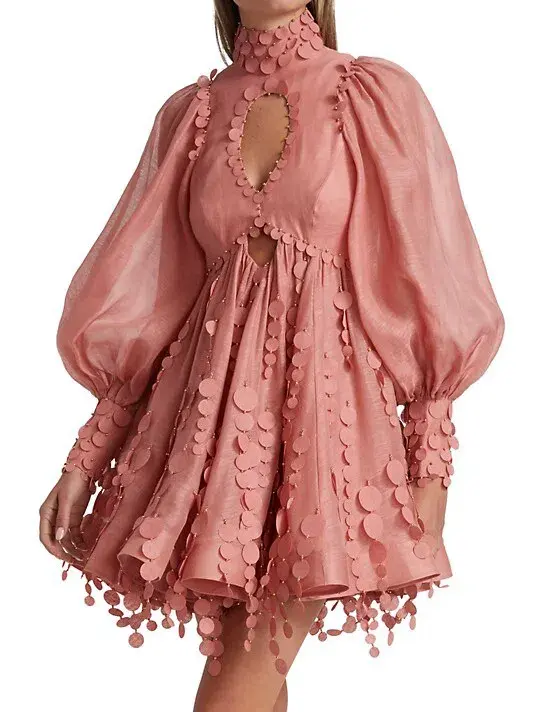 Zimmermann Concert Disc Mini Dress Pink Size 1 / Au 10 for rent on The Volte - main image