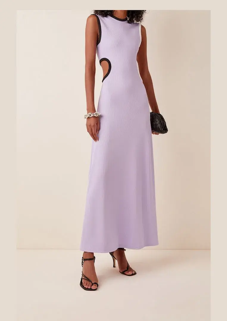 Christopher Esber Fran Cutout Ribbed Knit Dress Purple Size 6 - Image 1