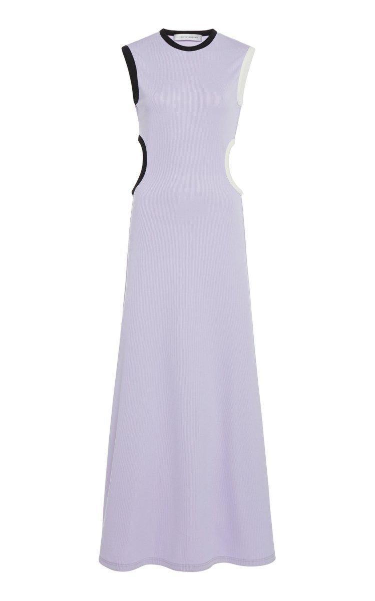 Christopher Esber Fran Cutout Ribbed Knit Dress Purple Size 6 - Image 2