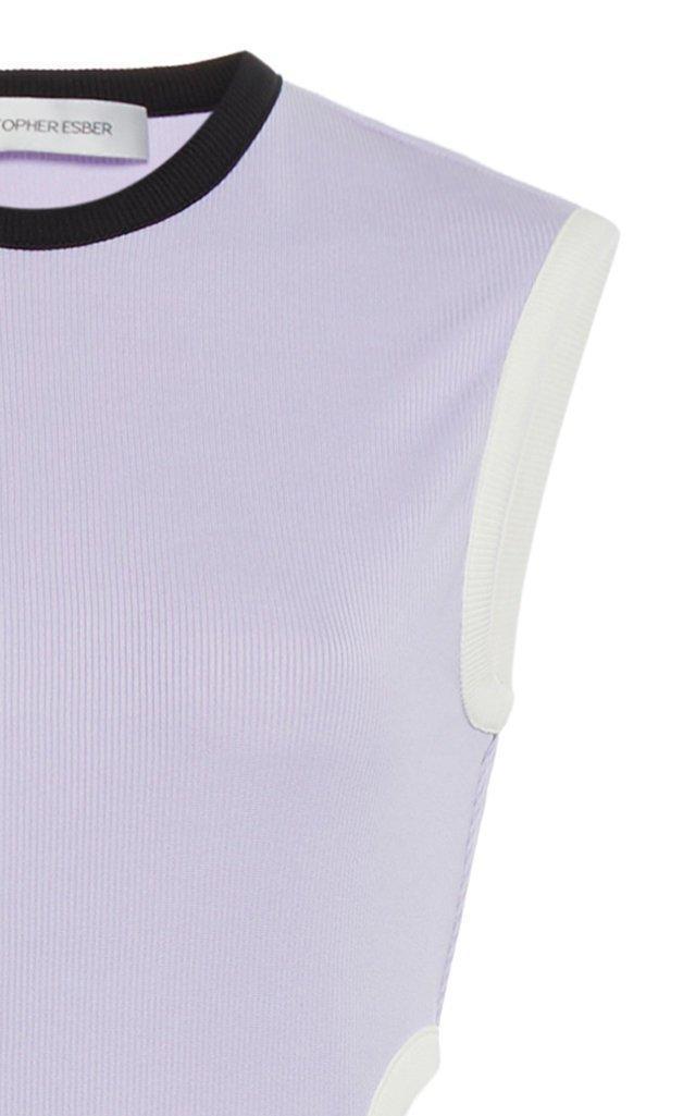 Christopher Esber Fran Cutout Ribbed Knit Dress Purple Size 6 - Image 3