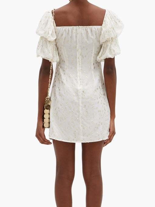 Rat & Boa Off-the-shoulder Metallic Fil Coupé Mini Dress White Size 6 - Image 4