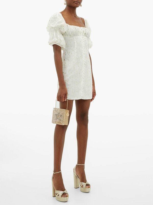 Rat & Boa Off-the-shoulder Metallic Fil Coupé Mini Dress White Size 6 - Image 1