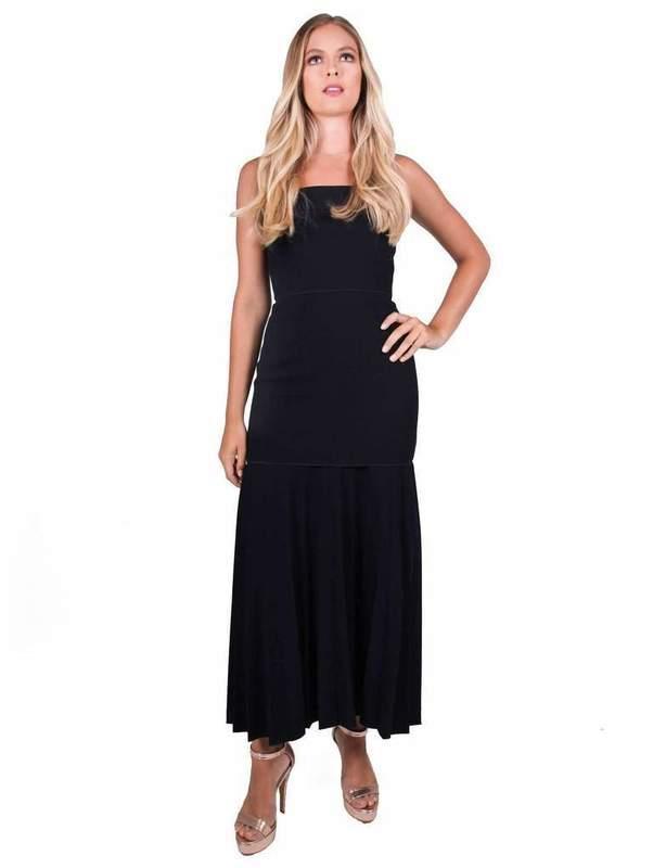 Dion Lee Linear Pleat Crepe Strapless Dress Black Size 10 - Image 3