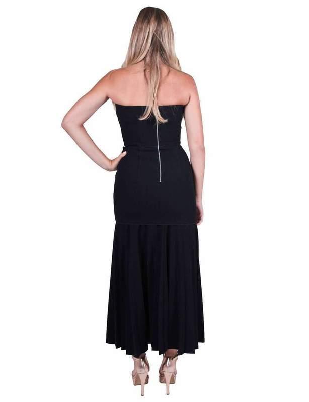 Dion Lee Linear Pleat Crepe Strapless Dress Black Size 10 - Image 2