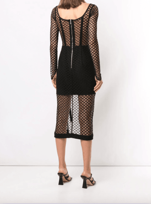 Dion Lee Mesh Sheer Asymmetric Dress Black Size 4 - Image 3