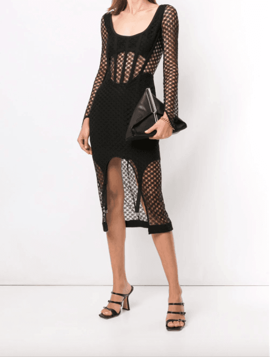 Dion Lee Mesh Sheer Asymmetric Dress Black Size 4 - Image 1