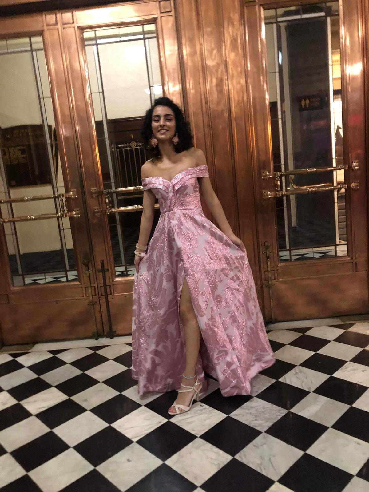 Bariano Ball Gown Jacquard Off-the-Shoulder Pink Size 6 - Image 4