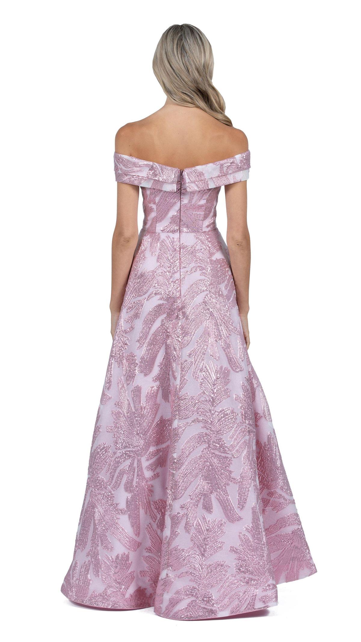 Bariano Ball Gown Jacquard Off-the-Shoulder Pink Size 6 - Image 2
