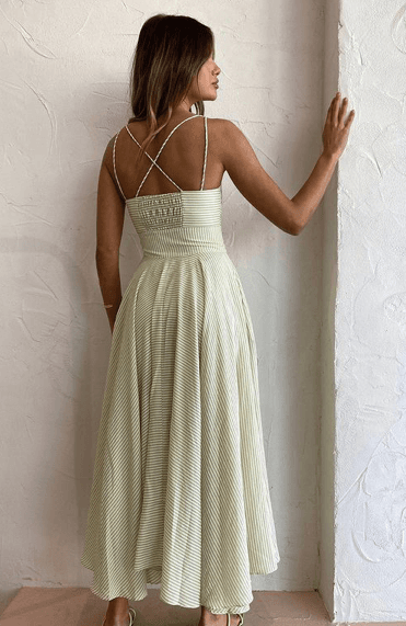 By Johnny Pistachio Stripe Sun Dress Print Size 14 - Image 2