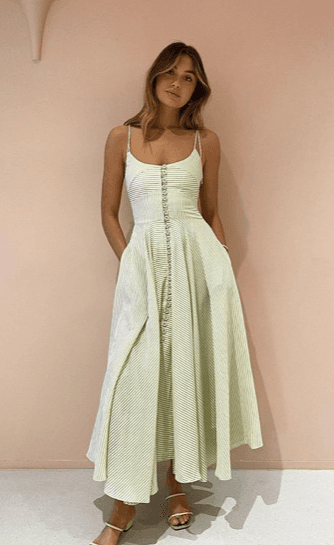 By Johnny Pistachio Stripe Sun Dress Print Size 14 - Image 5