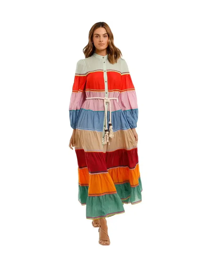 Zimmermann Riders Multi Tiered Dress Multi Size 1 /AU 10 - Image 1