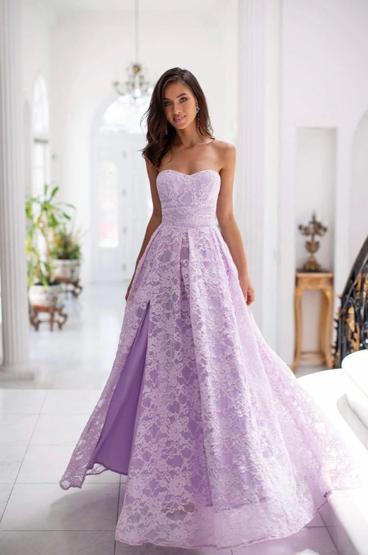 Alamour the Label Milia Lace Gown Dress Lilac Size 6 - Image 1