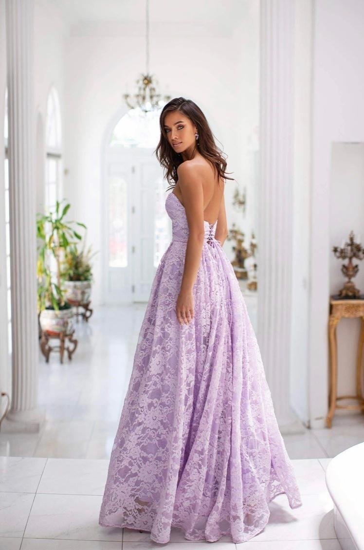 Alamour the Label Milia Lace Gown Dress Lilac Size 6 - Image 2