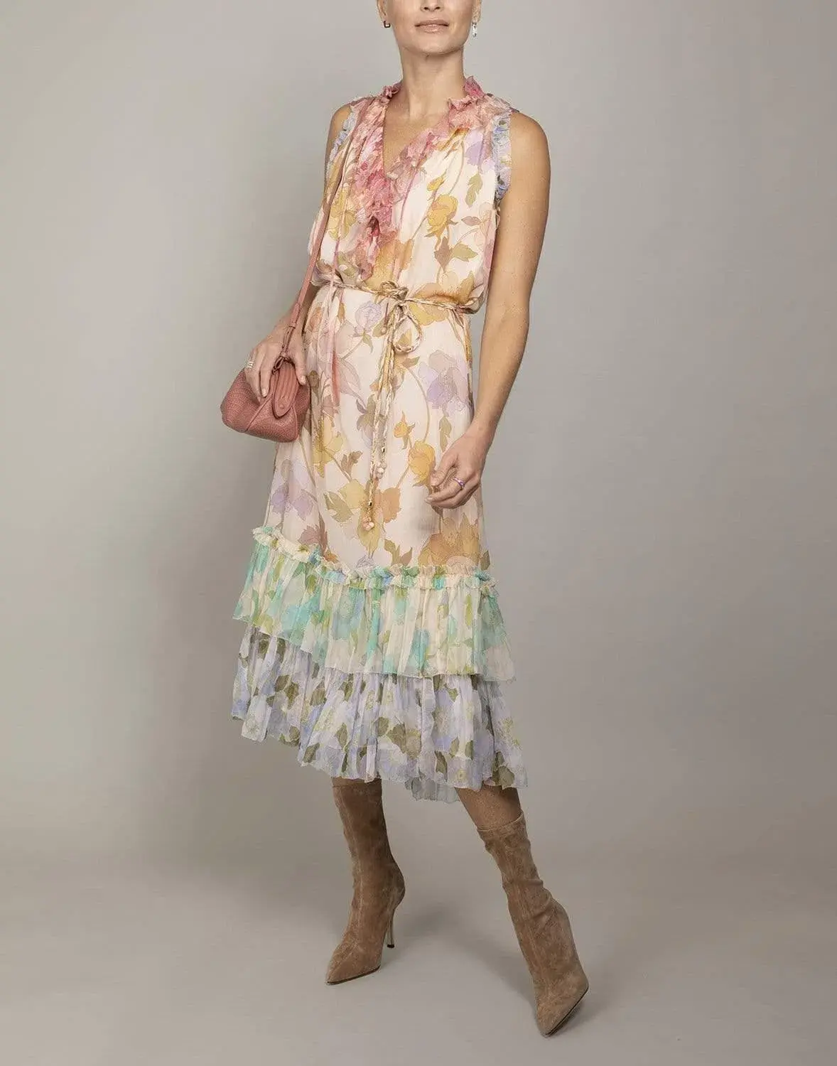 Zimmermann Tempo Frilled Midi Dress Print Size 14 - Image 1