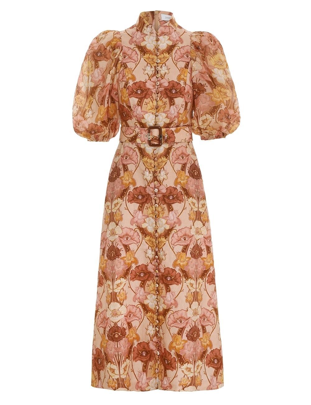 Zimmermann Tempo Puff Sleeve Day Dress in Toffee Nouveau Size 1 / Au 10 - Image 2