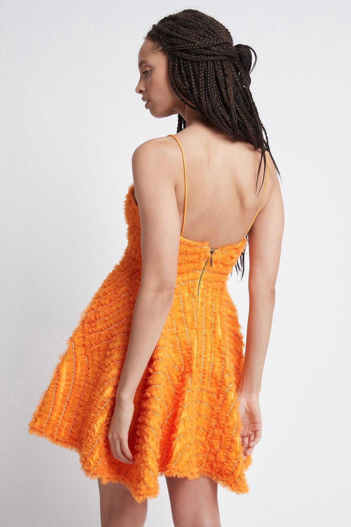 Aje Utopia Ruffle Mini Dress Orange Size 8 - Image 3