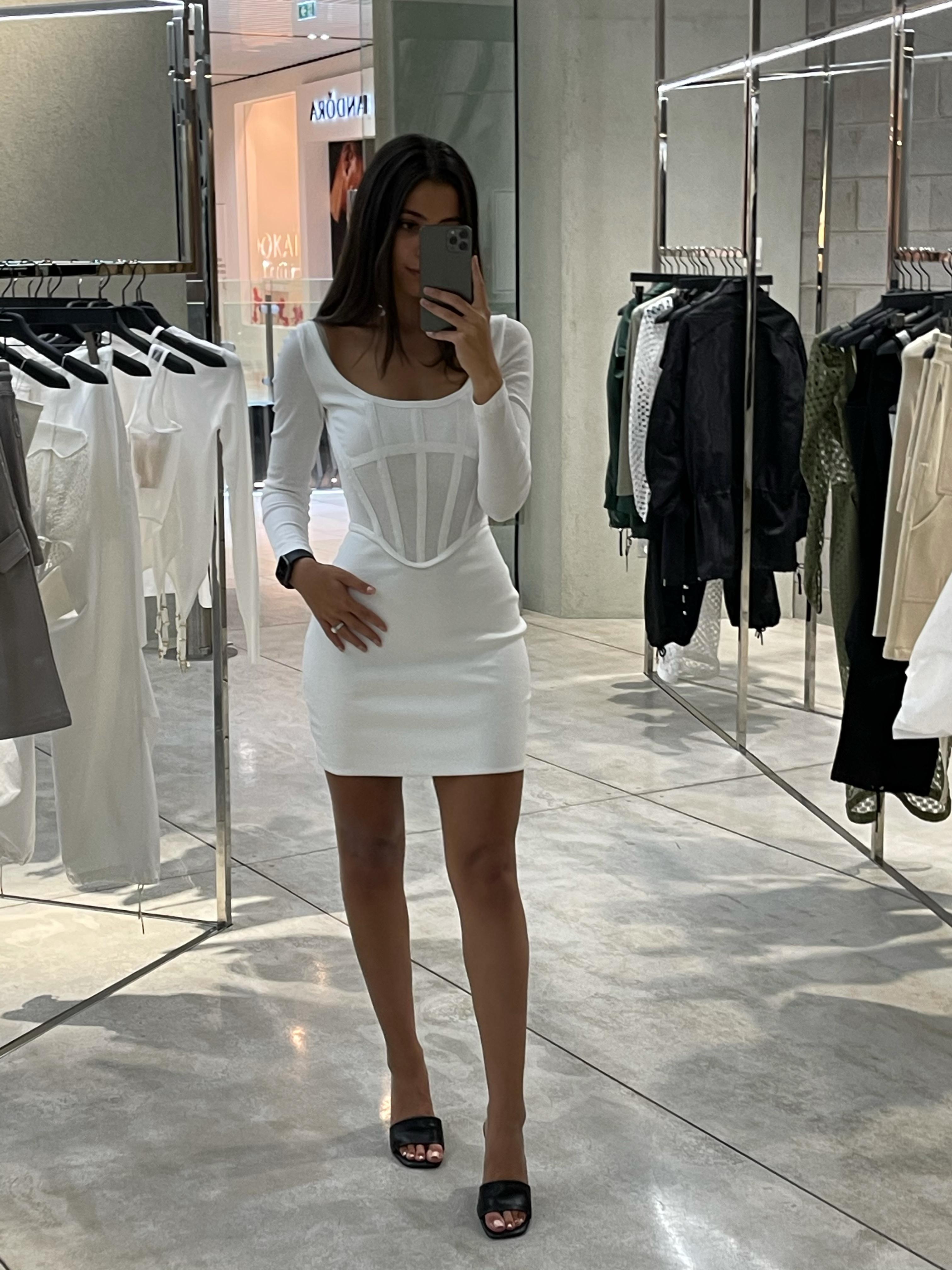 Dion Lee White Rib Corset Mini Dress White Size 8 - Image 2