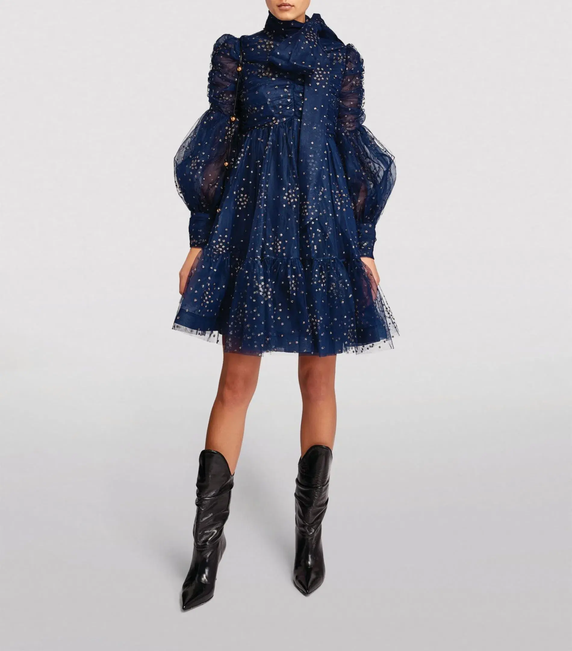 Zimmermann Rhythm Ruched Glitter Mini Dress Blue Size 1/ AU 10 - Image 1
