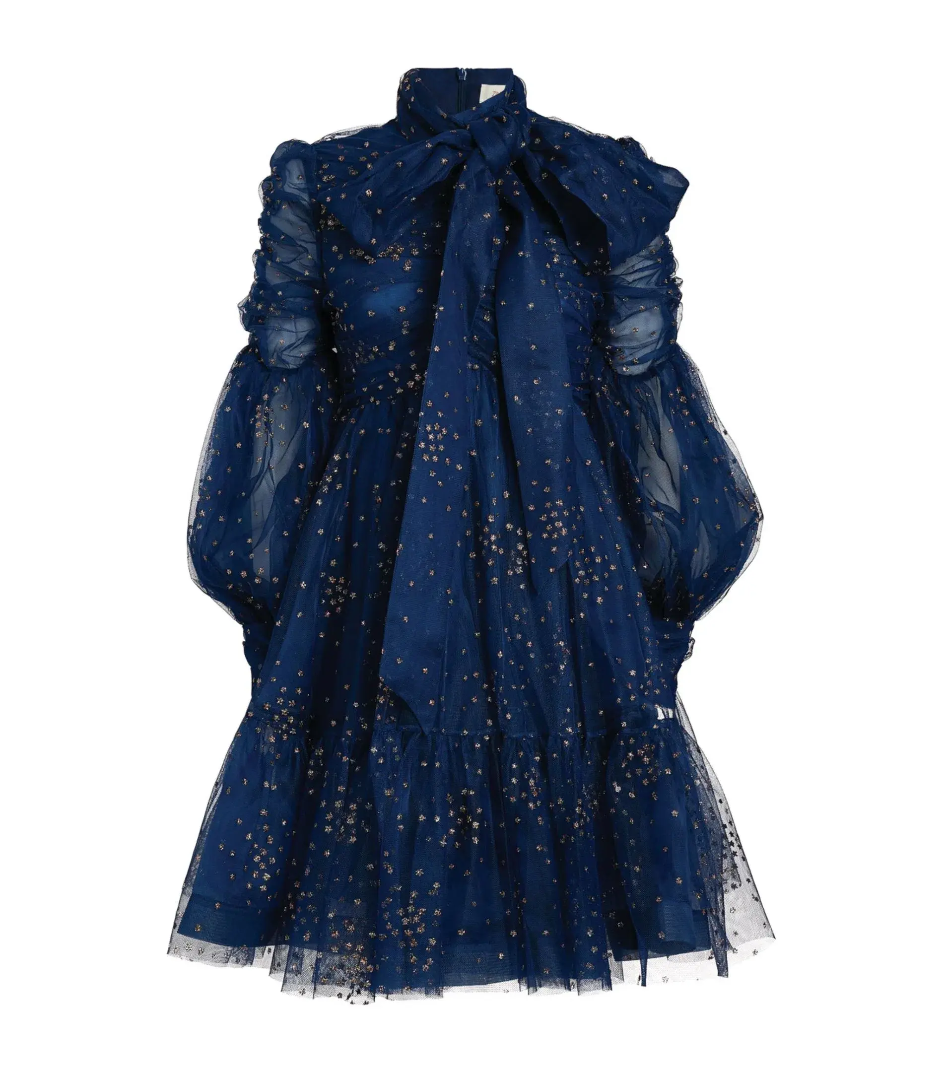 Zimmermann Rhythm Ruched Glitter Mini Dress Blue Size 1/ AU 10 - Image 3