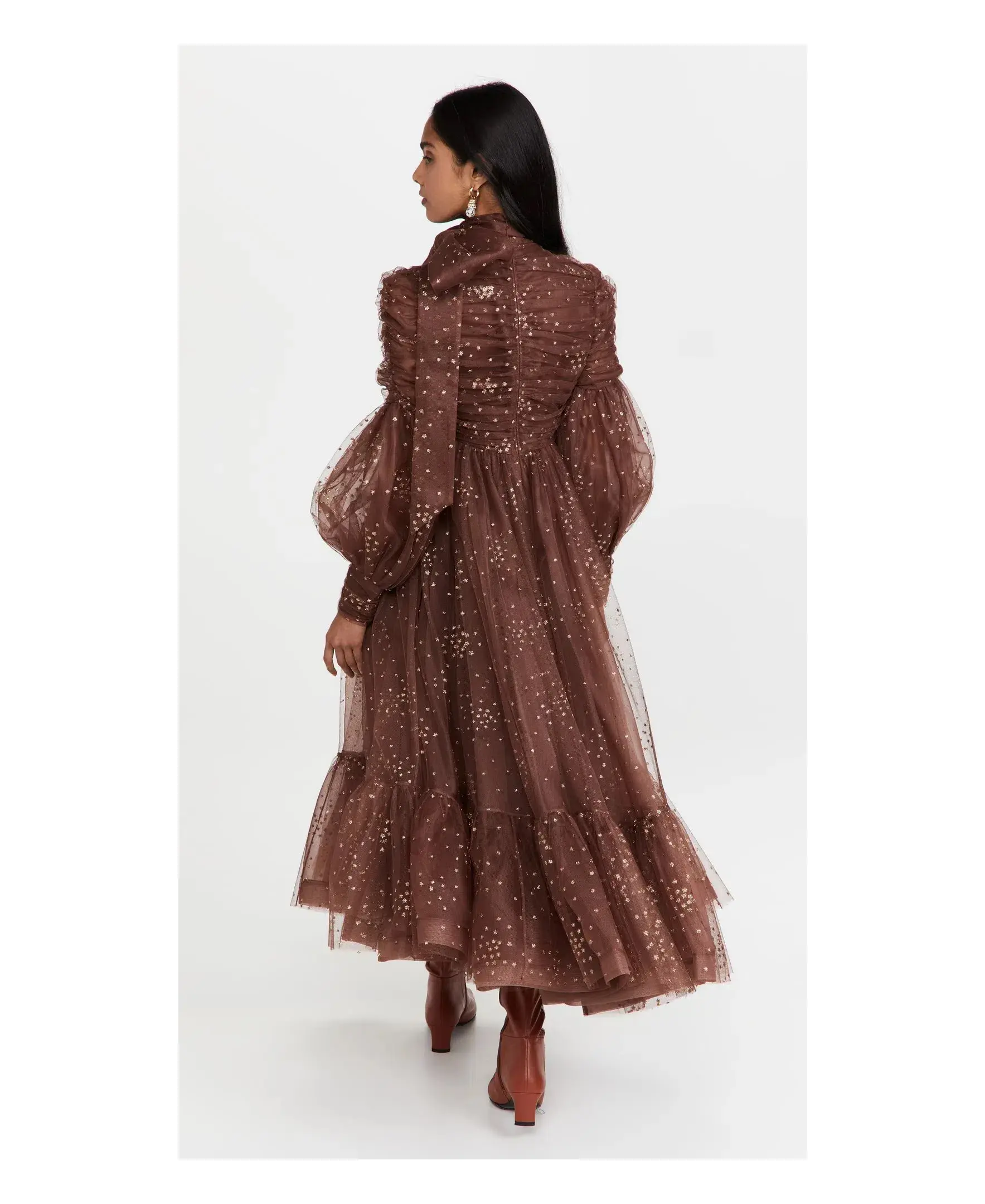 Zimmermann Tempo Ruched Glitter Gown Brown Size 10 - Image 3