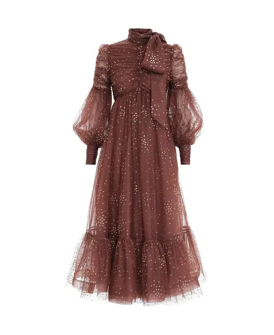 Zimmermann Tempo Ruched Glitter Gown Brown Size 10 - Image 4