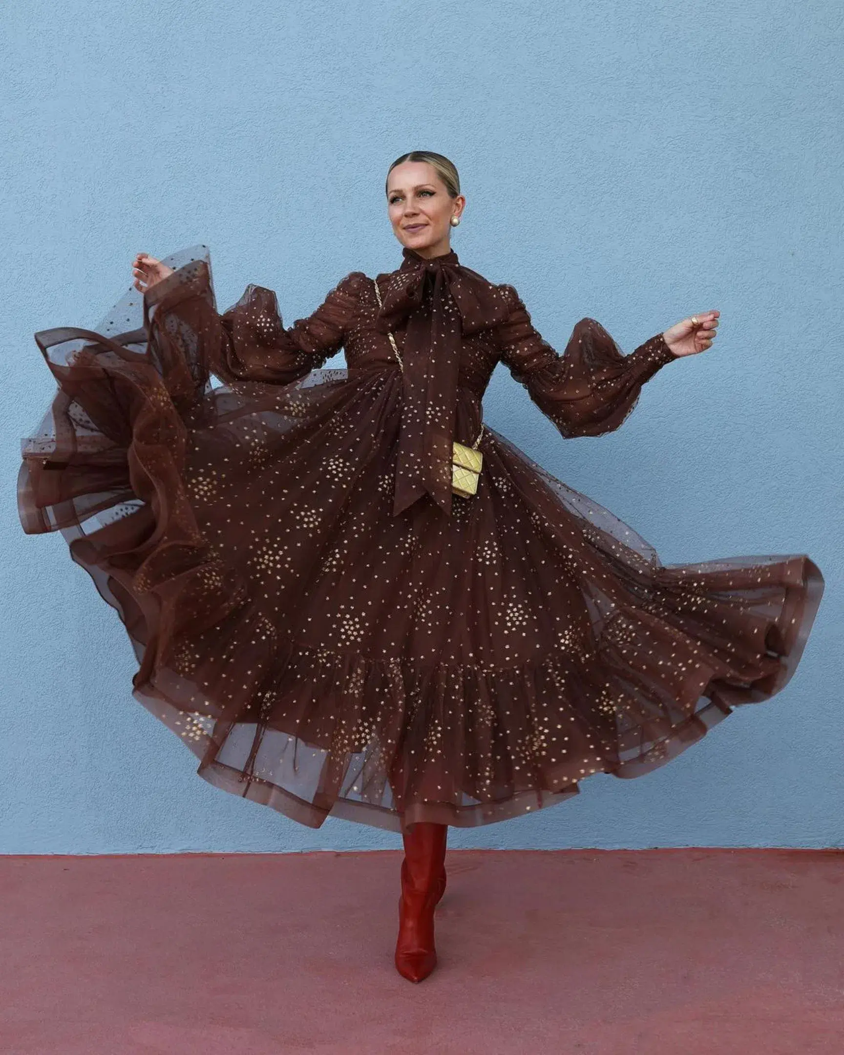 Zimmermann Tempo Ruched Glitter Gown Brown Size 10 - Image 1