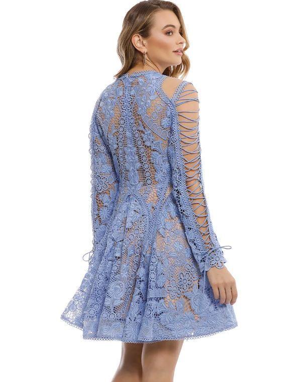 Thurley Bluebell Lace Dress Blue Size 10 - Image 4