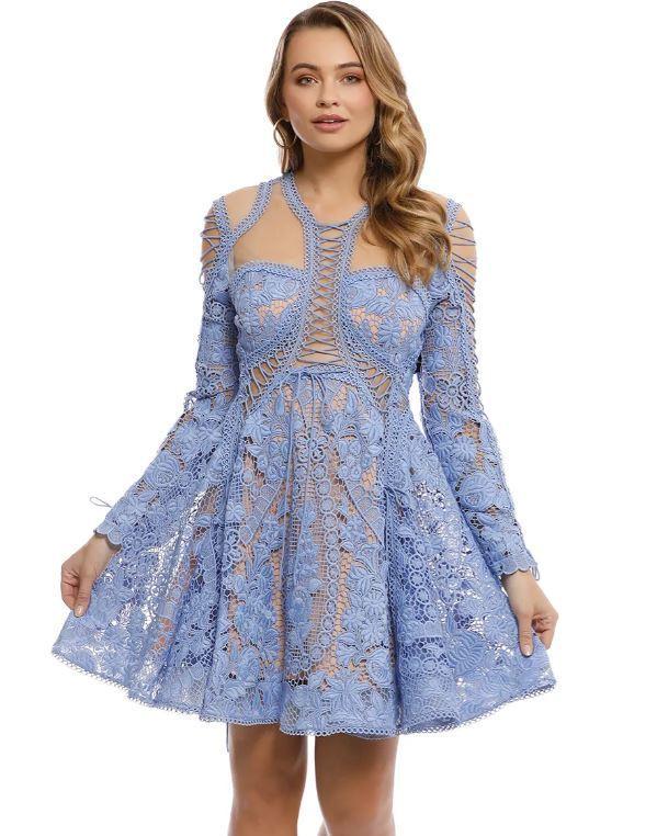 Thurley Bluebell Lace Dress Blue Size 10 - Image 3