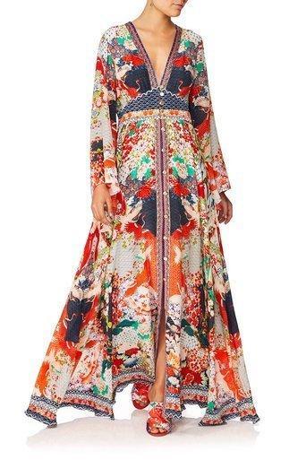 Camilla 'Geisha Girl' Kimono Sleeve Dress with Shirring Detail Size 14 for rent on The Volte - main image
