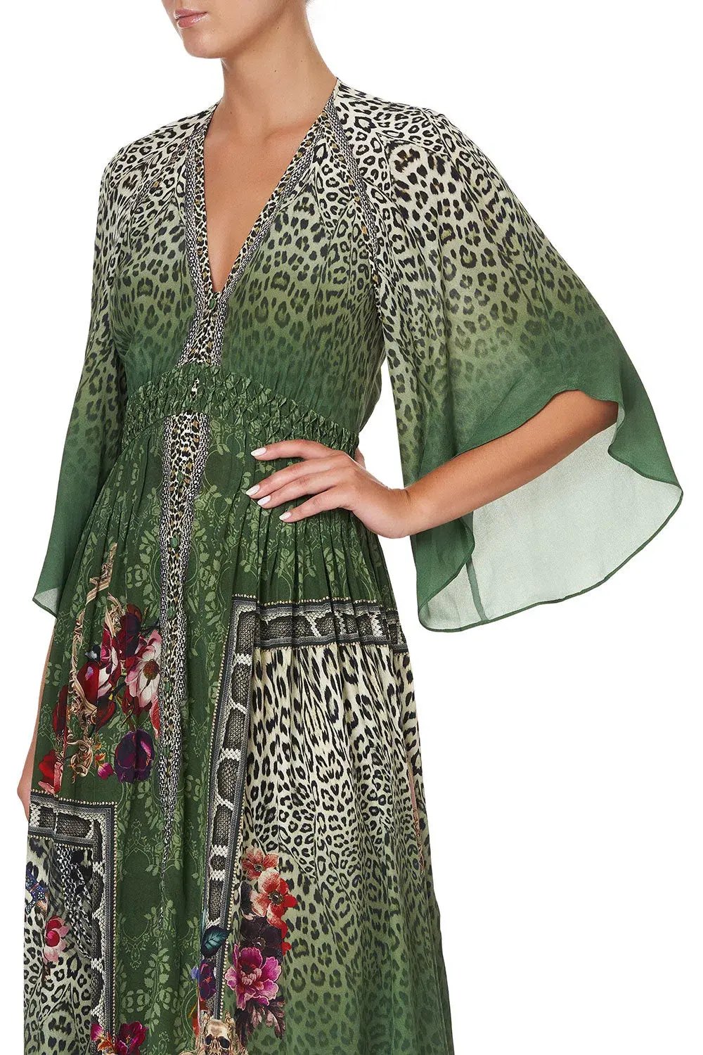 Camilla Tales of Time Long Dress with Smocked Waist Size L / AU 14 - Image 4