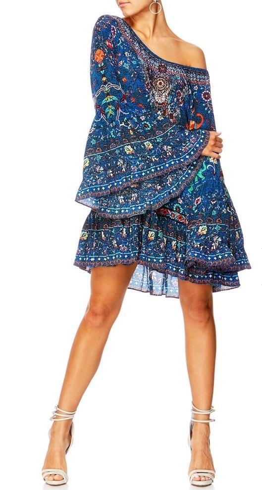 Camilla 'Kindness Kaleidoscope' A line frill dress Blue  Size L - Image 2