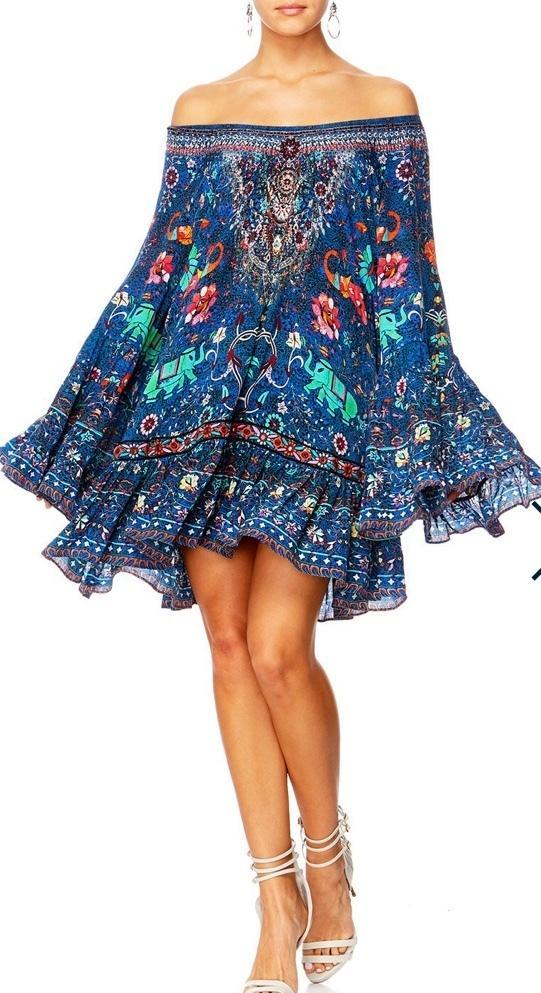 Camilla 'Kindness Kaleidoscope' A line frill dress Blue  Size L - Image 3