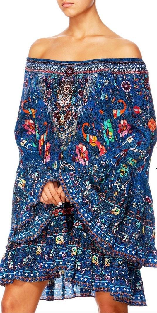 Camilla 'Kindness Kaleidoscope' A line frill dress Blue  Size L - Image 4