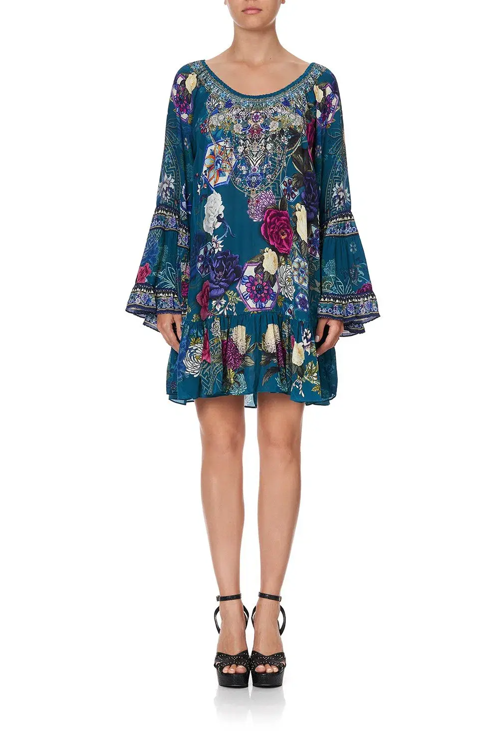 Camilla Lunar Gazing A Line Frill Mini Dress Size L / AU 14 - Image 1