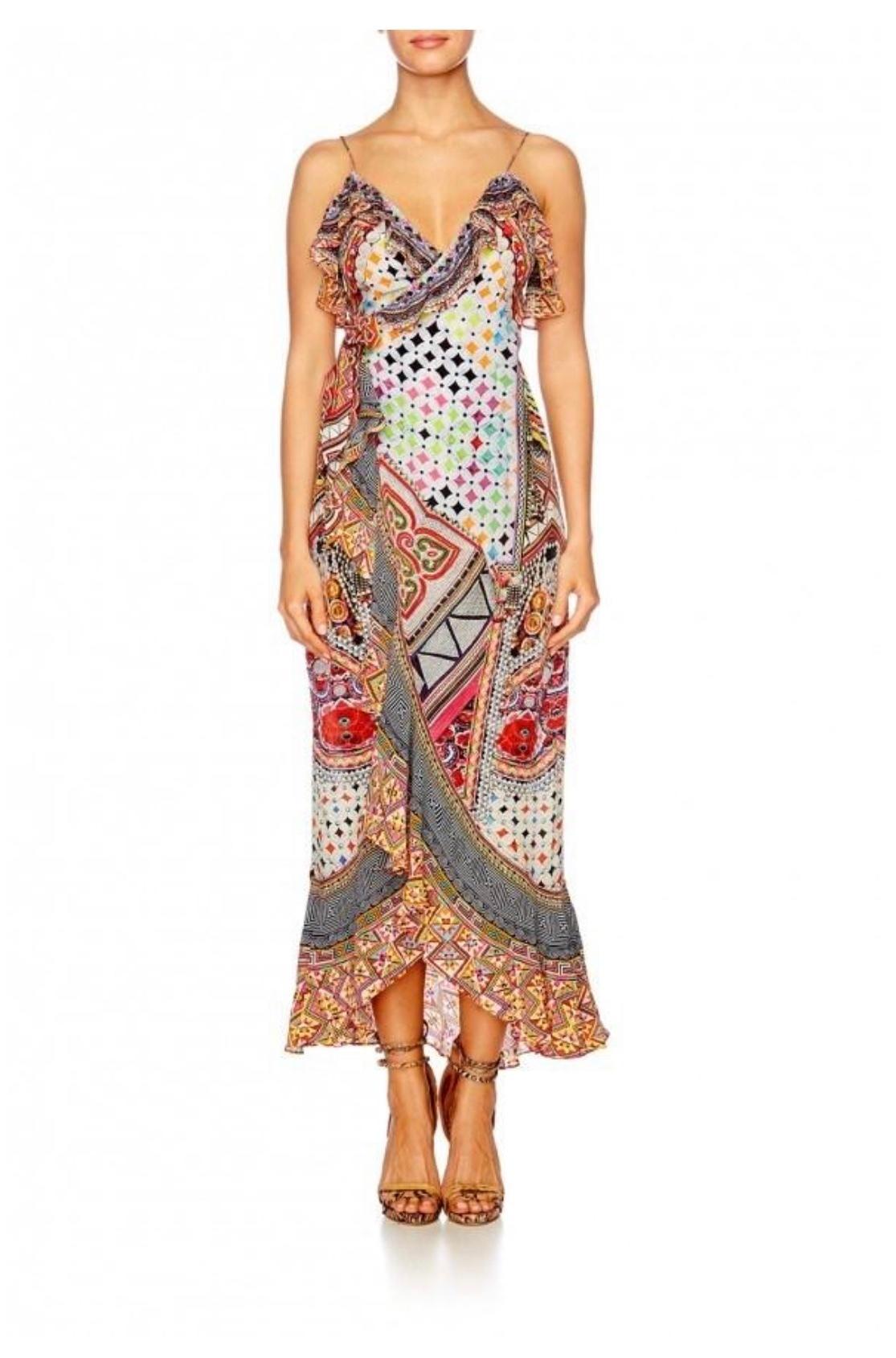Camilla Girls Club Wrap Frill Midi Dress Multi Size 10 - Image 1