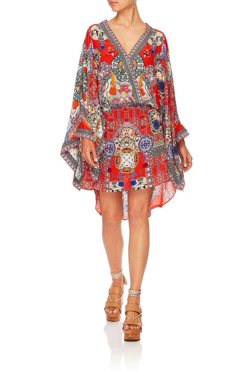 Camilla 'Found in Translation' V-neck Kimono Dress with Tie Size 14 - Image 2