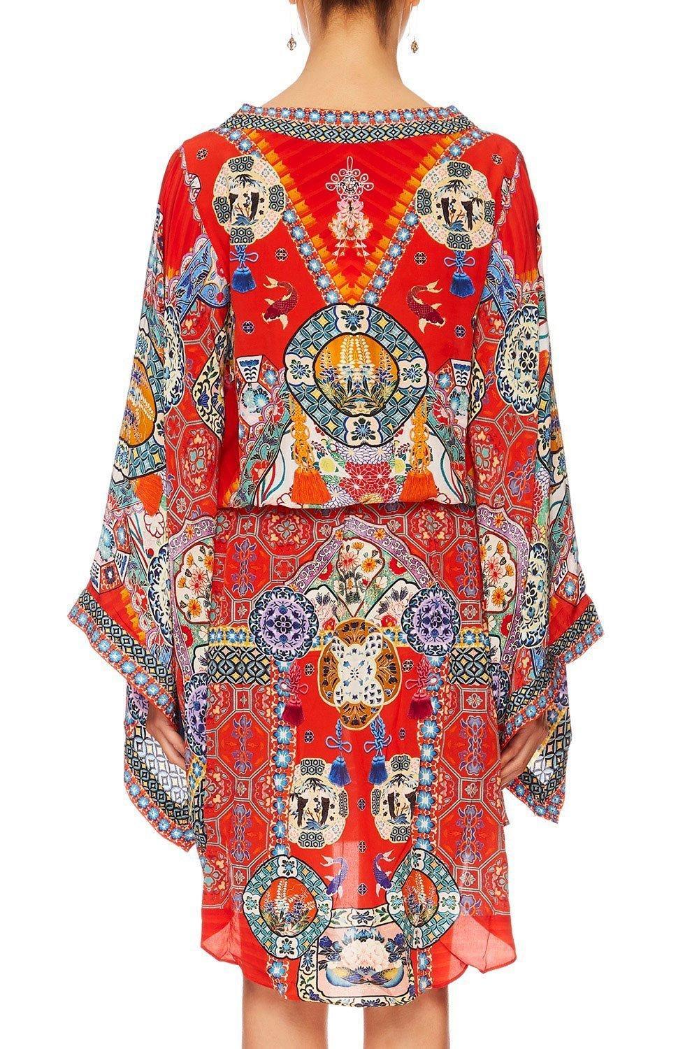 Camilla 'Found in Translation' V-neck Kimono Dress with Tie Size 14 - Image 3