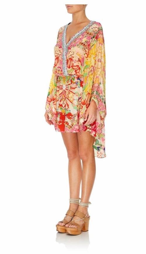 Camilla Kimono Kisses V neck Kimono Mini Dress With Tie Size 14 - Image 4
