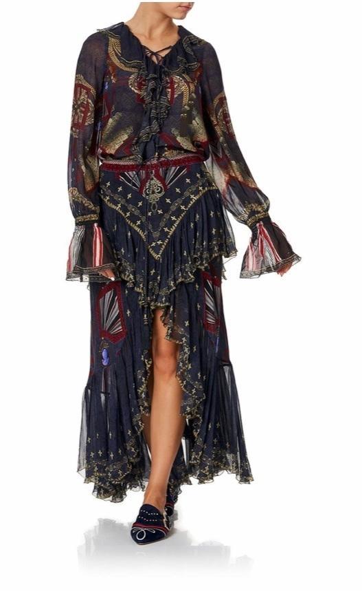 Camilla 'This Charming Woman' double frill skirt and lace up frill blouse Size 14 for rent on The Volte - main image