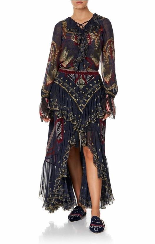 Camilla 'This Charming Woman' double frill skirt and lace up frill blouse Size 14 for rent on The Volte - main image