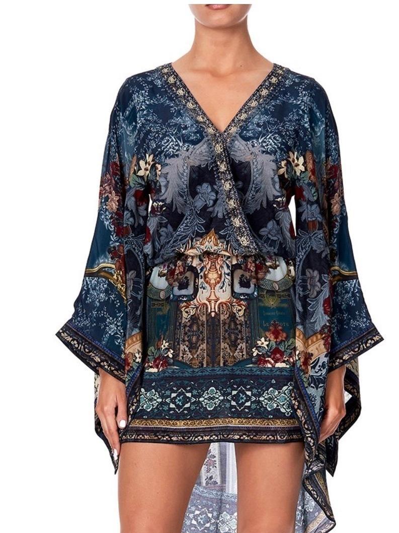 Camilla Hotel Boheme V Neck Kimono Dress Print Size 14 - Image 3
