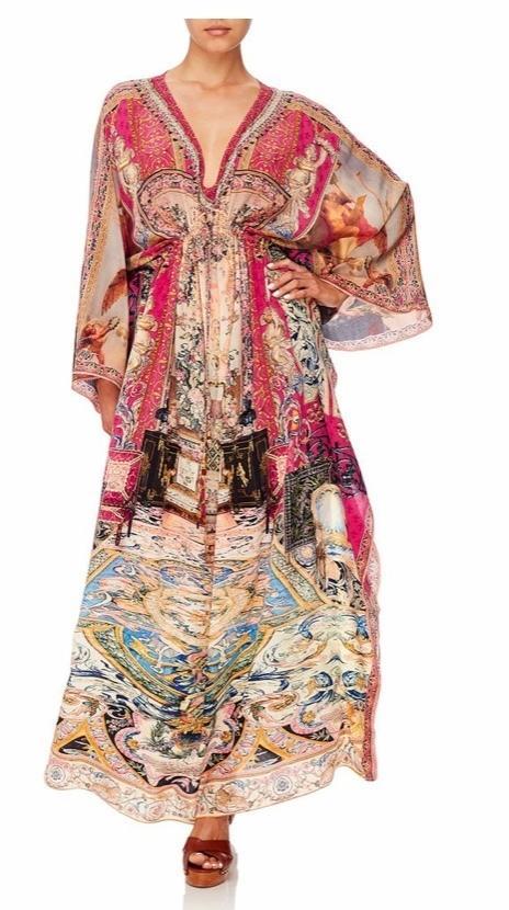 Camilla Lounge Hour V Neck Kaftan with Tie Waist One Size - Image 5