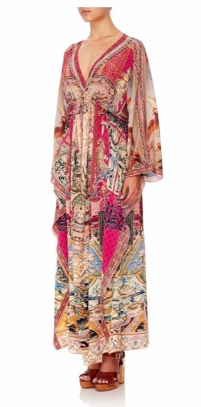 Camilla Lounge Hour V Neck Kaftan with Tie Waist One Size - Image 4