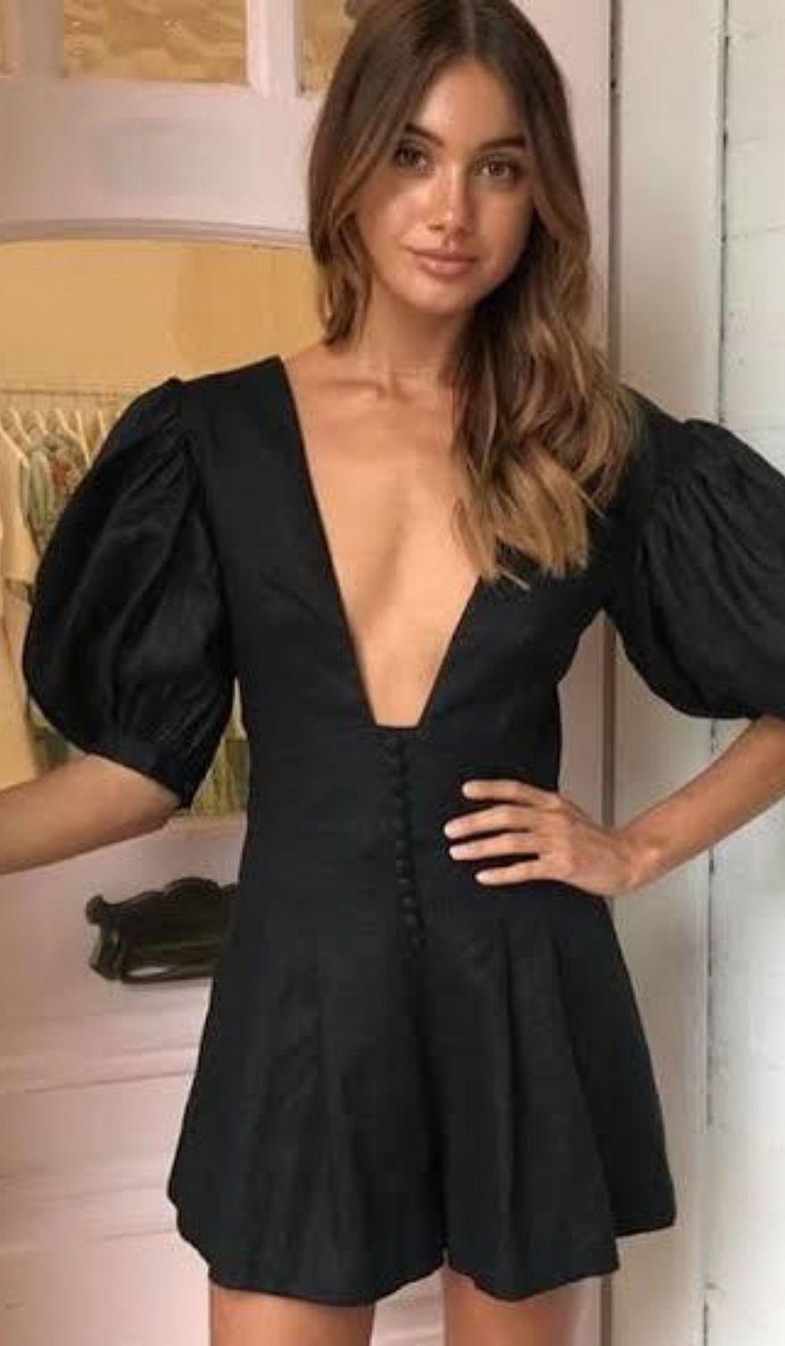 Joslin Studio Andrea Linen Playsuit Black size 6 - Image 1