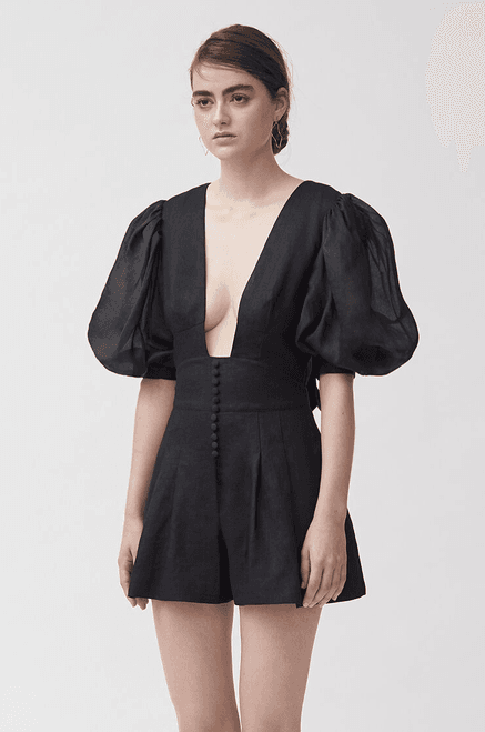 Joslin Studio Andrea Linen Playsuit Black size 6 - Image 3