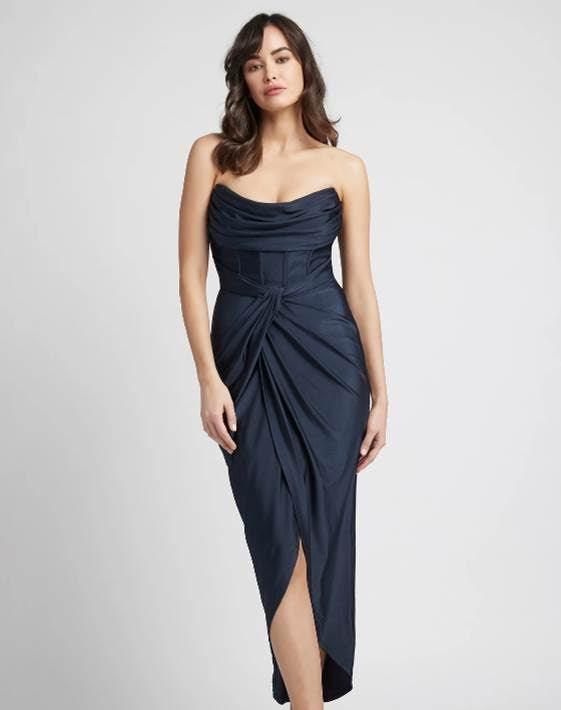 Shieke Ink Jersey Midi Dress Blue Size 6 - Image 1
